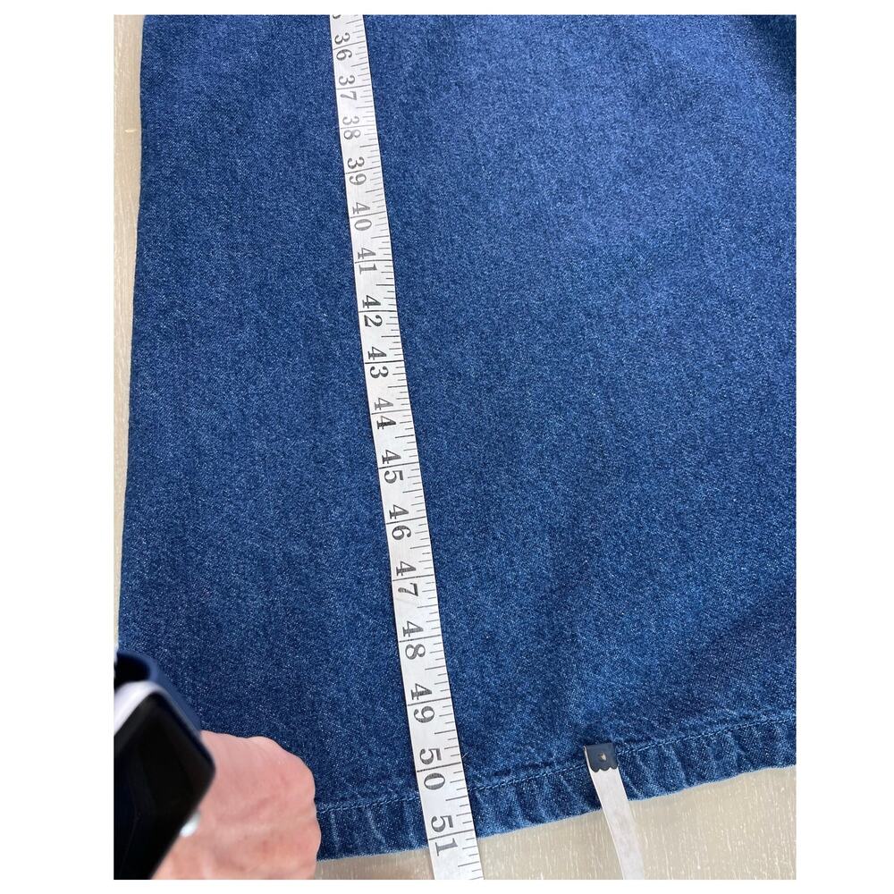 Vintage Blue J. Comfy Denim Chambray Jumper Dress with Embroidered Leaf Motif - Picture 11 of 11